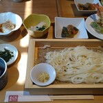 和食 酒 えん - せいろうどんと海老の天婦羅御膳。