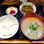 天ぷら処 こさか - すずきガラ汁 ＆ 煮込み ＆ ご飯（２０１２年１０月）