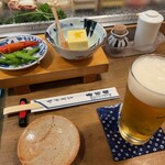 寿司竜 - 生ビールとお通し