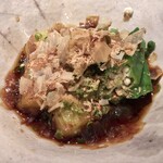 めしの助 - 冷し焼き茄子とオクラ