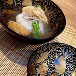 Nishi - ③椀物 ～蓮根饅頭の冬瓜摺り流し。鰹節と昆布の出汁が繊細で、かなり薄味ではある。今が旬の冬瓜はとろみのある爽やかな味わいが京都らしく好きだな～。