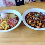 華龍飯店 - 【2021.7.24(土)】麺セット(冷やし中華＋麻婆丼)1,080円