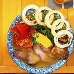 らーめん森や。 - しそ塩トマトらーめん・はるゆたか・カリフリチャーシュー・車麩