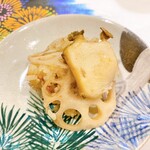 うを徳 - 黒鮑、新蓮根、オコワ