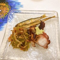 うを徳 - 湖鮎、蛸柔らか煮、万願寺唐辛子＆ジャコ＆桜海老山椒煮