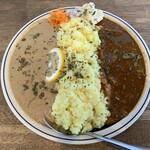 カレー&コーヒー ムライ食堂 - 2種盛り ココナッツ豆乳キーマカレー トマトチキンカレー ごはん多め、1,300円