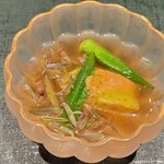 菅井 - 【先付】新じゅんさい、加茂なす、ミニオクラ