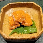 菅井 - 【揚げ物】鱧のおかき揚げ、万願寺とうがらし