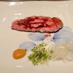 菅井 - 【ローストビーフ】葱、スプラウトを巻いて酢味噌で