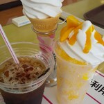 プラスカフェ - フローズンパフェマンゴー￥350&アイスコーヒー￥130&ソフトクリーム￥100