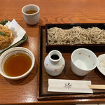 手打そば仁水 - せいろ（720円）と富山の白えびかきあげ（750円）