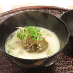 心根 - 賀茂茄子と芋茎の白味噌仕立て