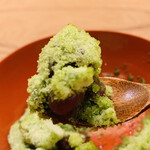 魚菜料理 縄屋 - 13.【甘味】
      ヨモギのシャーベット金時？