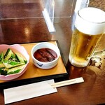 温泉食堂 和呂和呂 - ほろ酔い生中セット（ほたるいか沖漬け・おつまみきゅうり）