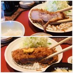 とんかつ廣 - 上  肉と脂部のバランス
      下  カラシつけて食らう