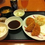 めしや宮本むなし - H.24.10.27.昼 昭和のハムカツ定食 500円税込 + 金麦 240円税込