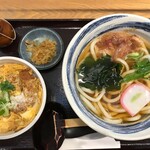 自家製麺 杵屋 - '21/07/27 かつ丼定食（税込990円）うどん半玉増量