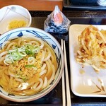 丸亀製麺 - かけうどん、かき揚げ、明太おにぎり 自分流定番セット