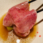 Nikukappou Masaki - 比婆牛のサーロイン　黄味おろし掛け　ティーファクトリー玄の番茶仕立て