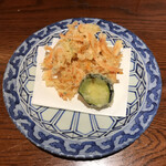 蕎麦 流石 - 桜えびのかき揚げとズッキーニの天ぷら