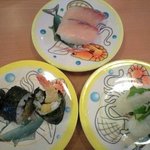 かっぱ寿司 - かんぱち、えんがわ、海老天巻き　ランチタイム1皿94円