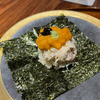 呉竹 - 口取　雲丹と毛蟹味噌和合の一口寿司