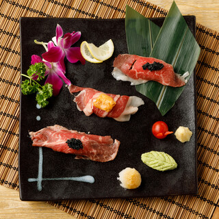 Enjoy the popular grilled Japanese black beef Sushi!