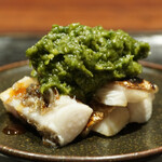 きう - 太刀魚、九条葱と春菊の餡