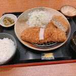 Hirata Bokujou - 金華豚ロースカツ膳（150g）＋金華豚メンチカツ