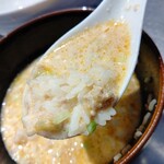 高崎はた山 - 【2021.7.31(土)】そぼろご飯の残った冷し担担麺のスープを入れた