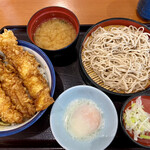 Tendon Tenya - たれづけ大江戸天丼サービスセット(冷小そば)@1,050円