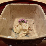 多仁本 - 毛蟹とキンシ瓜、胡麻和え。落ち着くお味〜♡