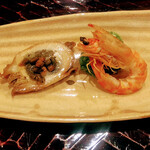 勢麟 - 牡蠣山椒煮と浜名湖新物の車海老