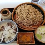 Manyou Soba - ミニネギ塩牛サガリ丼セット