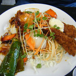 定食の店 いと美 - 5番ランチ（唐揚げ、エビフライ、酢豚、スパ、サラダ）