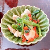 あそび割烹 さん葉か - 空芯菜と豚肉のトマト炒め