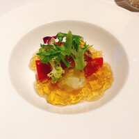 ラ・メール ザ クラシック - 車海老とアオリイカ、伊勢マグロ、伊勢海老のコンソメジュレ