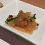 品川 鮨 栞庵 やましろ - 胡瓜とクラゲの酢の物