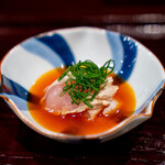 鳥田中 - 七谷赤地鶏の胸肉漬け　黄身醤油