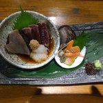 味人 - お造り  戻り鰹のタタキ  赤貝
