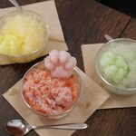 和 - 肉球シャーベット付きかき氷 レモン、いちご、メロン