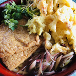 本町製麺所 本店 - 薬味は茗荷とカイワレ大根と生姜。お揚げさんは関西風のお味でウンマイ
