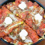 坂本おやき店 - ピザ風お好み焼き４６０円♪