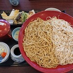 Juuwari Soba Yanagiu An - 二色そば 更科韃靼  天ぷら付特盛