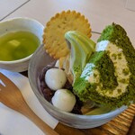 茶楽館　この葉 - パフェ〜抹茶＆ほうじ茶ミックスソフトバージョン