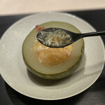 蓮心 - 冬瓜、花咲蟹、フカヒレのスープ、金華ハム添え