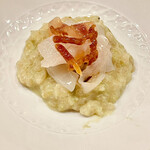 f - あきたこまちのリゾットには枝豆が一緒に炊いてあります