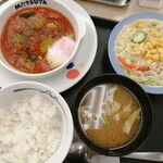 松屋 - ごろごろ野菜のうまトマハンバーグ定食ライスミニ　660円