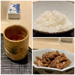 新ばし 星野 - 四膳目に、牛時雨煮もお代わり！
      なんて美味しいご飯なのでしょう、四膳いただくとは流石の私も思いもしませんでした。