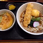 Teuchi Udon Wakatake - ちく玉天ぶっかけうどん、ミニ野菜天丼